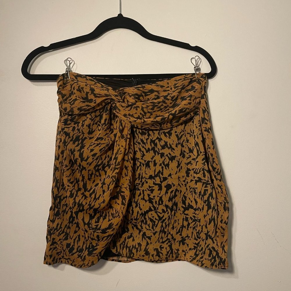 Zara Patterned Wrap Knot Mini Skirt - Small